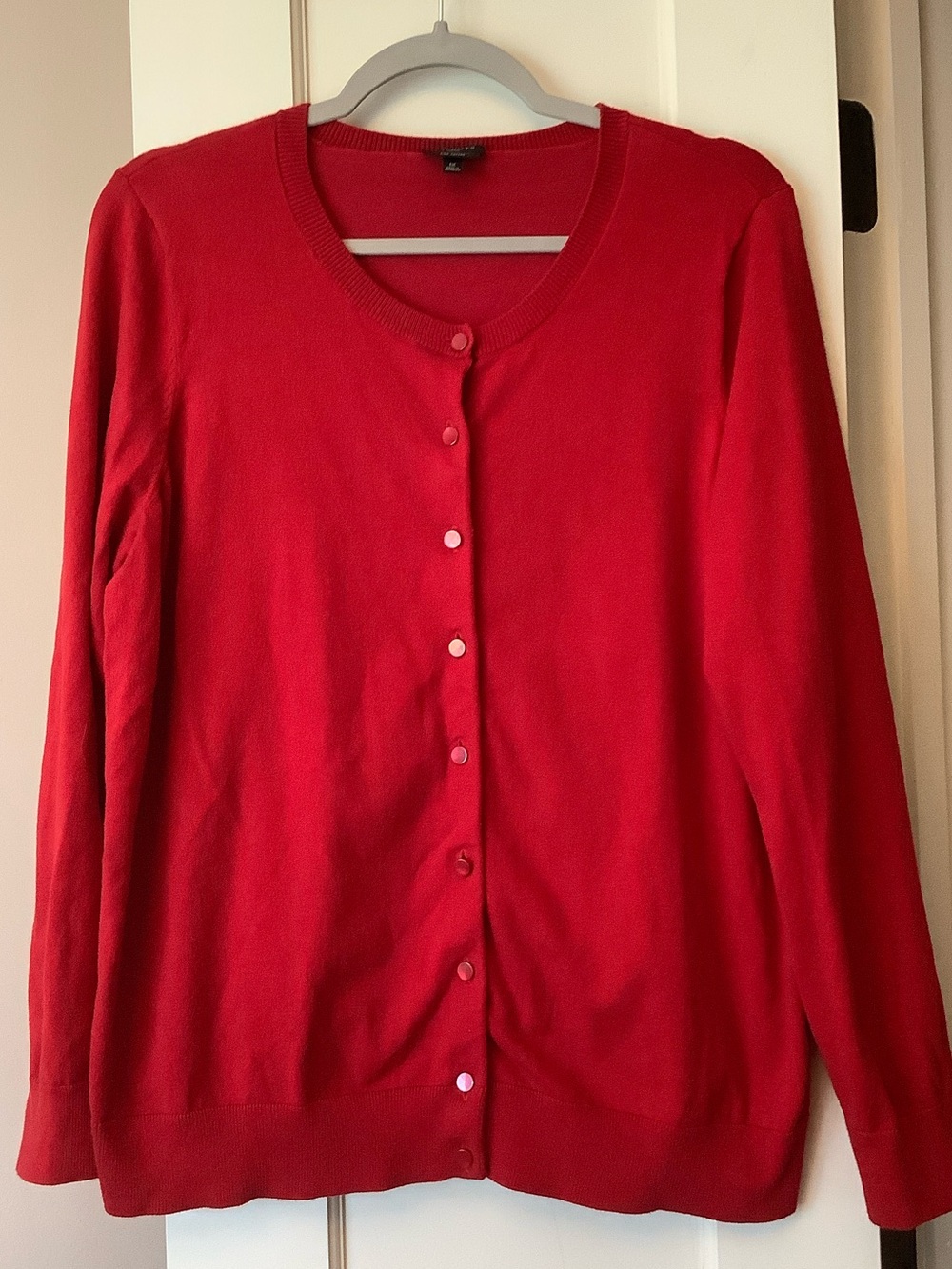Classic Red Women's Button Cardigan Sweater